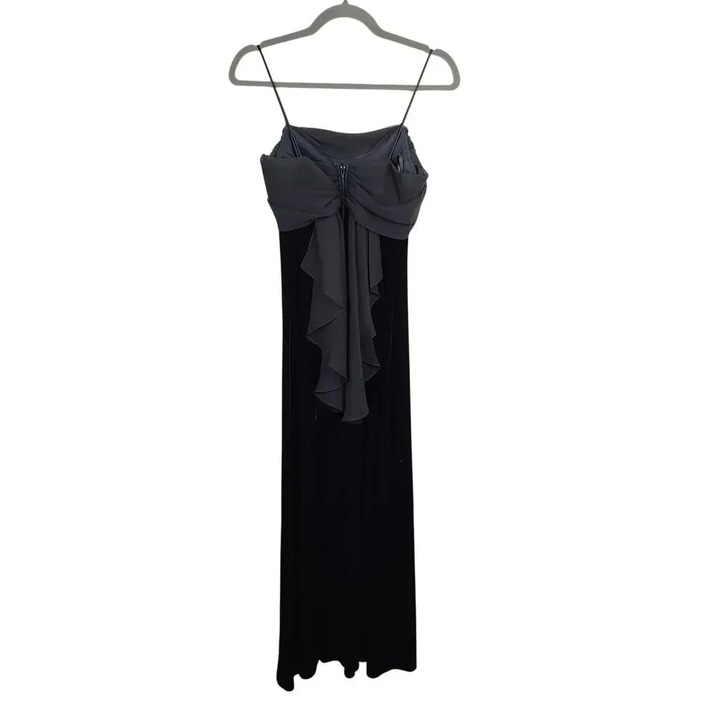 Vintage Y2K Betsey & Adam Gown Womens 8 Black Velvet Mesh Tie Back Cami‎ Straps - Picture 5 of 10